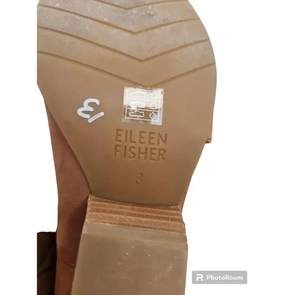 Eileen Fisher Fig Nubuck Open Size Shoes Cognac Brown Size 8 - Picture 6 of 7
